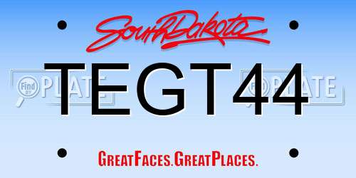 TEGT44 South Dakota License Plate