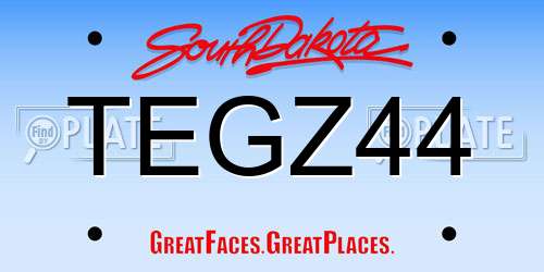 TEGZ44 South Dakota License Plate