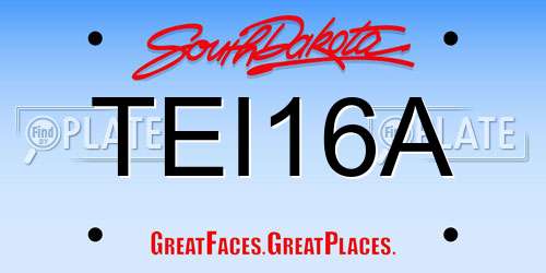 TEI16A South Dakota License Plate