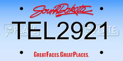 TEL2921 South Dakota License Plate