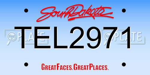 TEL2971 South Dakota License Plate