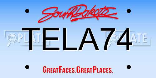 TELA74 South Dakota License Plate