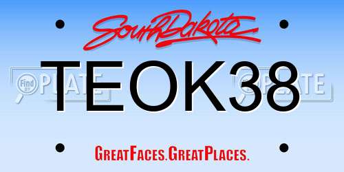TEOK38 South Dakota License Plate