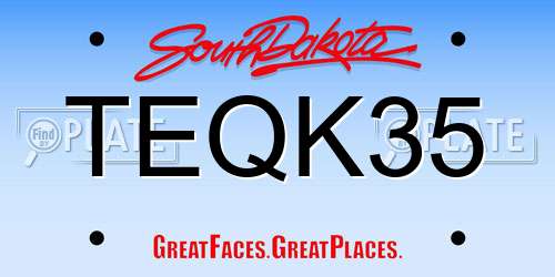 TEQK35 South Dakota License Plate