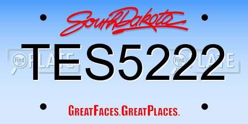 TES5222 South Dakota License Plate