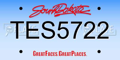TES5722 South Dakota License Plate