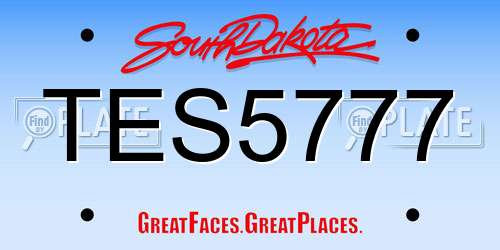 TES5777 South Dakota License Plate