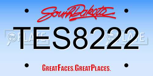 TES8222 South Dakota License Plate