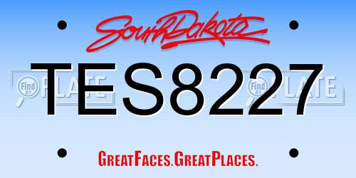 TES8227 South Dakota License Plate