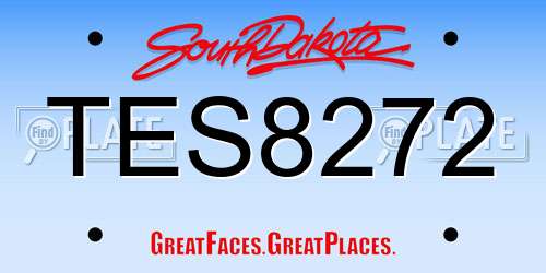 TES8272 South Dakota License Plate