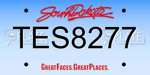 TES8277 South Dakota License Plate