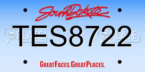 TES8722 South Dakota License Plate