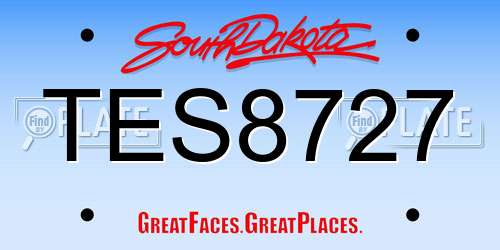TES8727 South Dakota License Plate