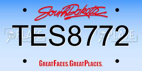 TES8772 South Dakota License Plate