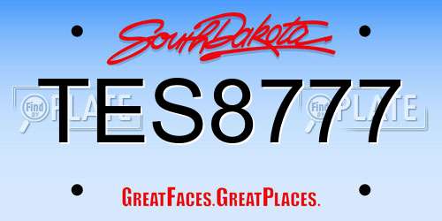 TES8777 South Dakota License Plate
