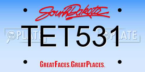 TET531 South Dakota License Plate