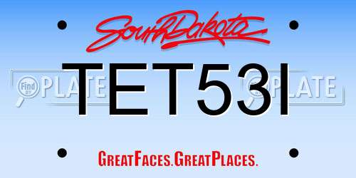 TET53I South Dakota License Plate