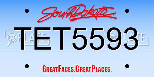 TET5593 South Dakota License Plate