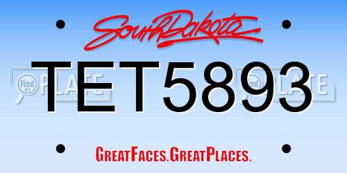 TET5893 South Dakota License Plate