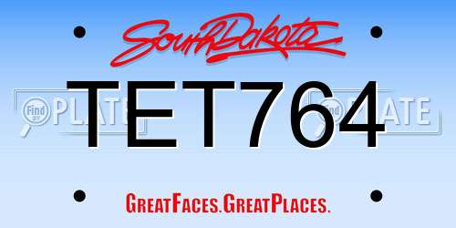 TET764 South Dakota License Plate