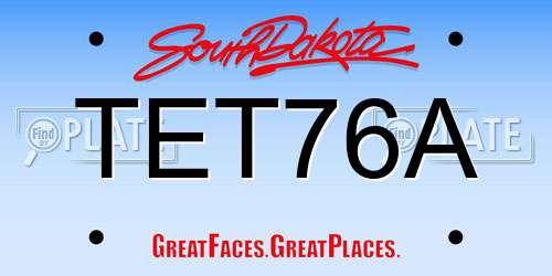 TET76A South Dakota License Plate