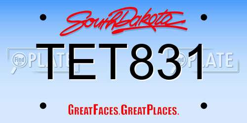 TET831 South Dakota License Plate