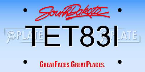 TET83I South Dakota License Plate