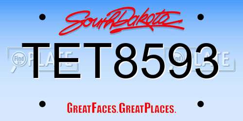 TET8593 South Dakota License Plate