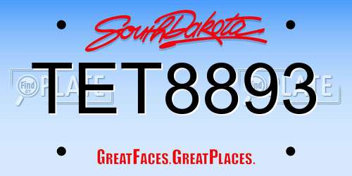 TET8893 South Dakota License Plate