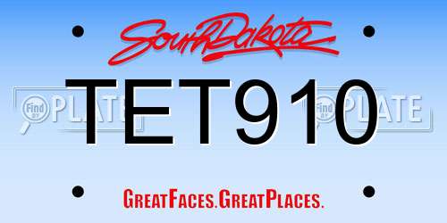 TET910 South Dakota License Plate