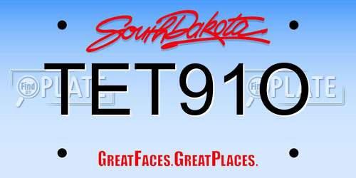 TET91O South Dakota License Plate