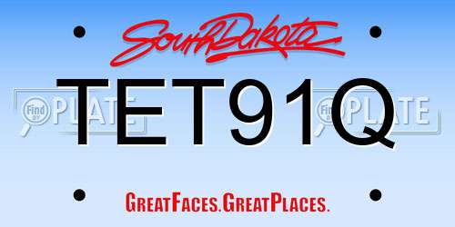 TET91Q South Dakota License Plate