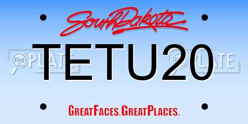 TETU20 South Dakota License Plate