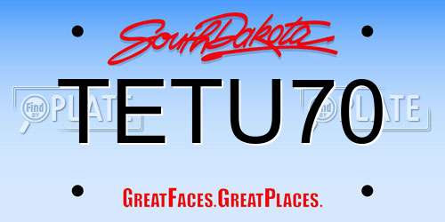 TETU70 South Dakota License Plate