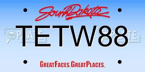 TETW88 South Dakota License Plate