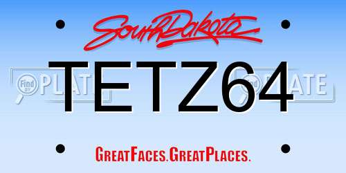 TETZ64 South Dakota License Plate