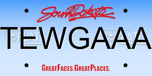 TEWGAAA South Dakota License Plate