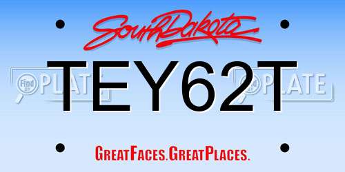 TEY62T South Dakota License Plate