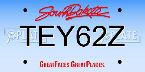 TEY62Z South Dakota License Plate