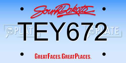 TEY672 South Dakota License Plate