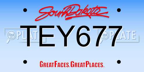 TEY677 South Dakota License Plate