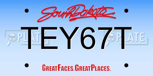 TEY67T South Dakota License Plate