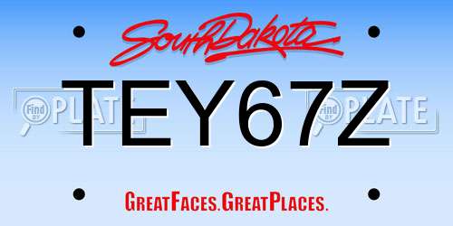 TEY67Z South Dakota License Plate