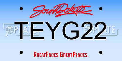 TEYG22 South Dakota License Plate