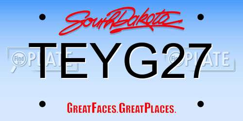 TEYG27 South Dakota License Plate