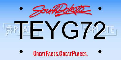 TEYG72 South Dakota License Plate