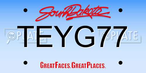 TEYG77 South Dakota License Plate