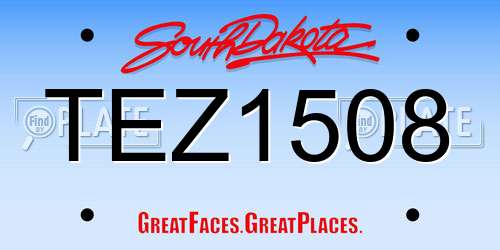 TEZ1508 South Dakota License Plate