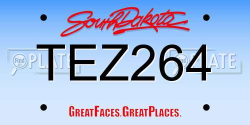 TEZ264 South Dakota License Plate