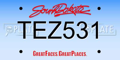 TEZ531 South Dakota License Plate